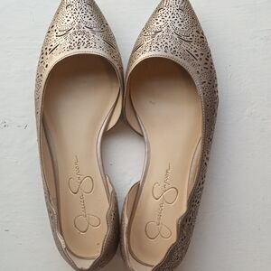 Jessica Simpson Tan Laser-Cut Ballet Flats Women's Size 8.5